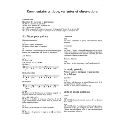 Tansman, Alexandre - Œuvres pour guitare - Suites