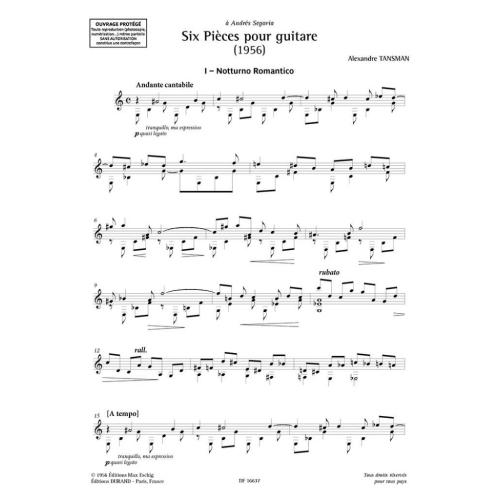 Tansman, Alexandre - Œuvres pour guitare - Suites