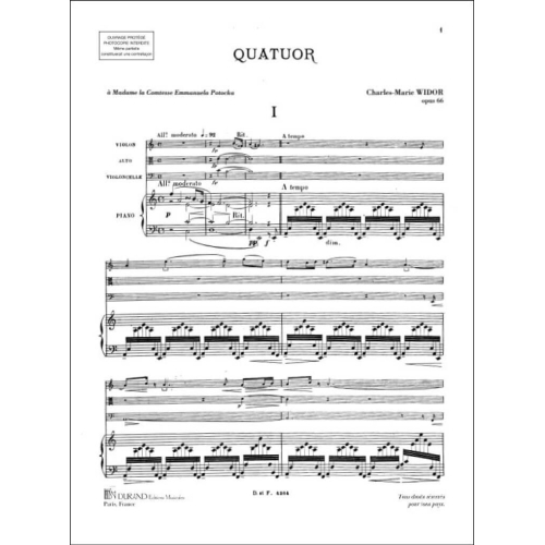 Widor, Charles-Marie - Quatuor Piano-Vln-Vla-Vlc