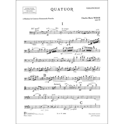 Widor, Charles-Marie - Quatuor Piano-Vln-Vla-Vlc