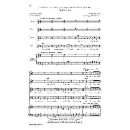 Ran, Shulamit - Shirim L'Yom Tov - Four Festive Songs