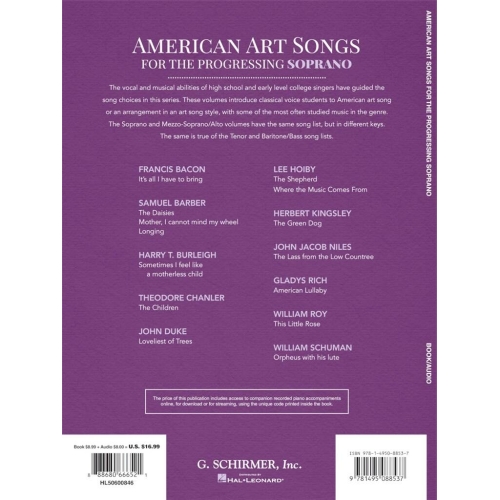 American Art Songs for the Progressing Singer