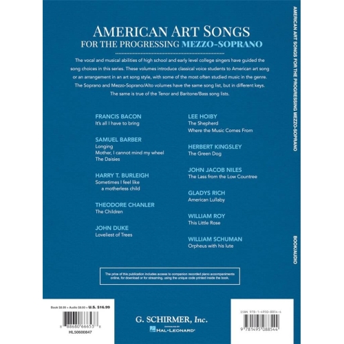 American Art Songs for the Progressing Singer