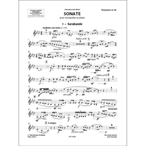 Hubeau, Jean - Sonata for Trumpet and Piano