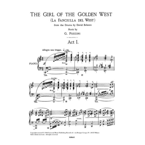 Puccini, Giacomo - La Fanciulla del West. Vocal Score.