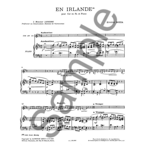 Bozza, Eugène - En Irlande pour cor et piano