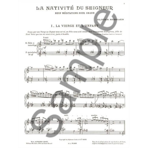 Messiaen La Nativité du Seigneur, Volume 1