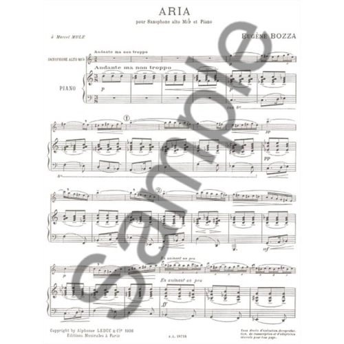 Bozza, Eugene - Aria for E flat Saxophone