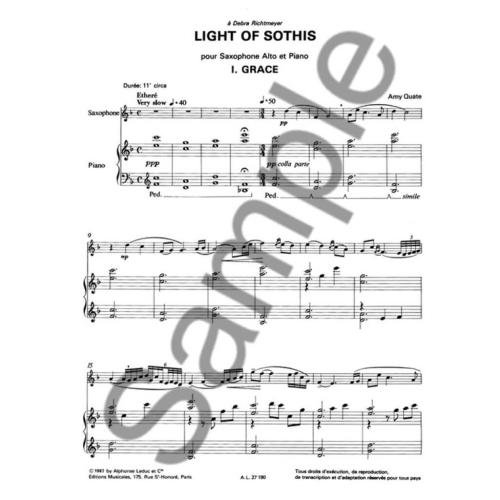 Quate, Amy - Light of Sothis for Alto Saxophone and Piano