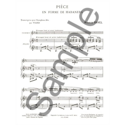 Ravel, Maurice - Pièce En Forme De Habanera