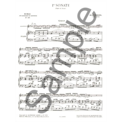 Handel - Sonata No. 1 for Flute Op. 1, No. 1a