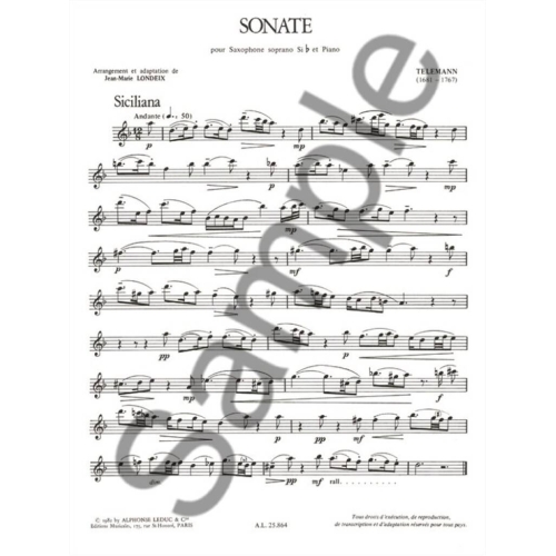 Telemann, Georg Philipp - Sonata For Soprano Saxophone And Piano