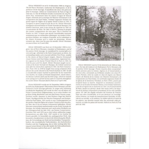 Messiaen, Olivier - Catalogue D'Oiseaux, Pour Piano, Livre 5