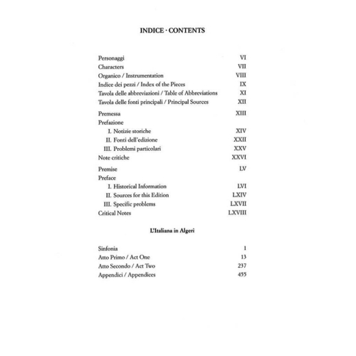 Rossini, Gioachino - L'Italiana In Algeri - Vocal Score