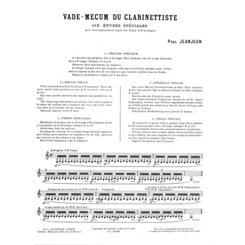 Jeanjean, Paul - Vademecum du Clarinettiste