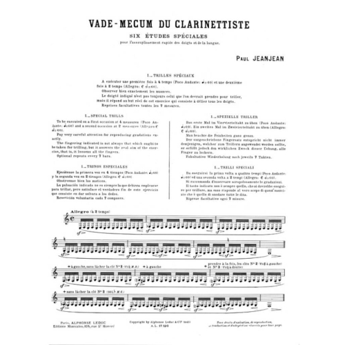 Jeanjean, Paul - Vademecum Du Clarinettiste