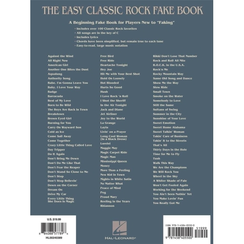 The Easy Classic Rock Fake Book