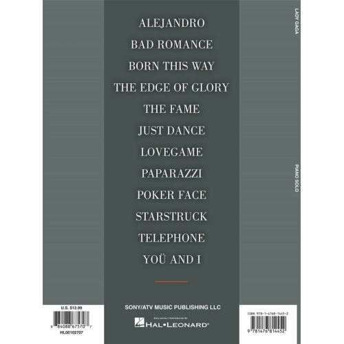 Lady Gaga: 12 Favorites (Piano Solo)