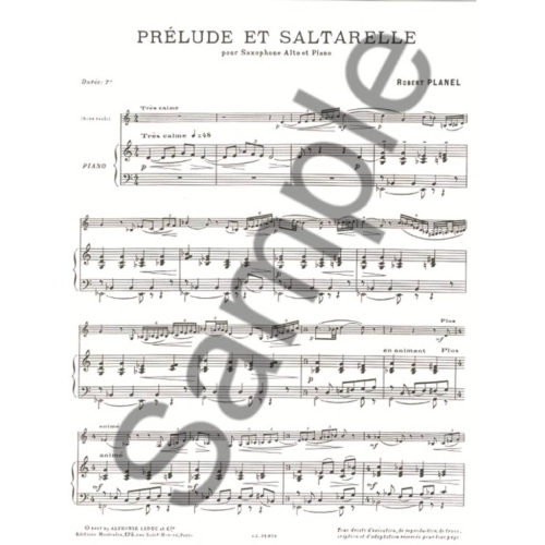 Planel, Robert - Prélude et Saltarelle pour saxophone et piano