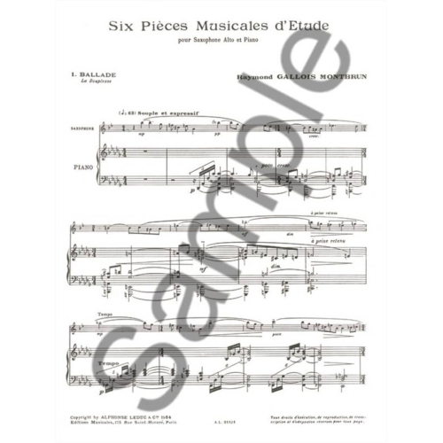 Gallois-Montbrun, Raymond - Six Pieces musicales d'etudes