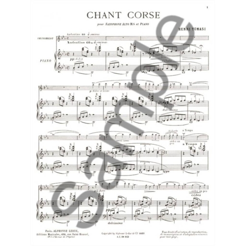 Tomasi, Henri - Chant Corse