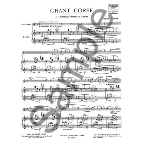 Tomasi, H -  Chant Corse for Tenor Saxophone