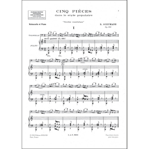 Schumann, Robert - Pieces Style..Vc Zzzzz Epuise Zzz Out Of Print