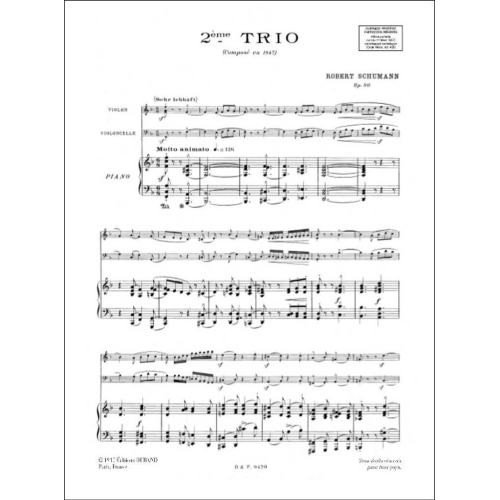 Schumann, Robert - Trio Op 80 N 2 Violon-Violoncelle-Piano