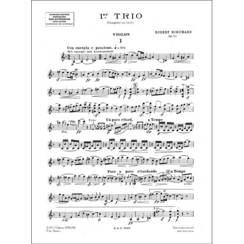 Schumann, Robert - Trio N 1 Op 63 Vl/Vlc/Pno