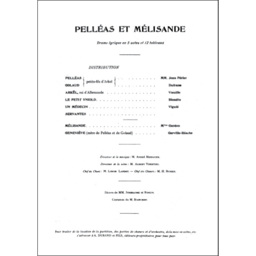Debussy, Claude - Pelleas Et Melisande - Partition D'Orchestre