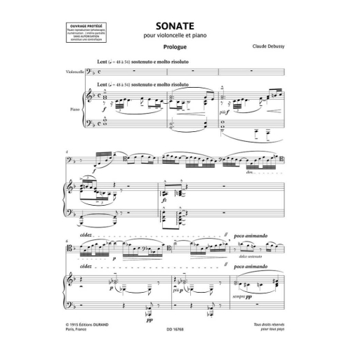 Debussy, Claude - Sonate pour violoncelle et piano