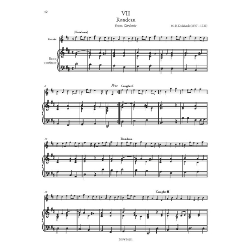 Delalande, Michel-Richard - Suite for Descant (Soprano) Recorder and B. c.
