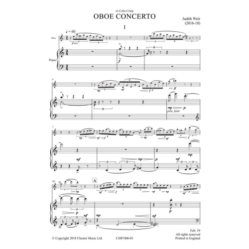 Weir, Judith - Oboe Concerto (Oboe/Piano Reduction)