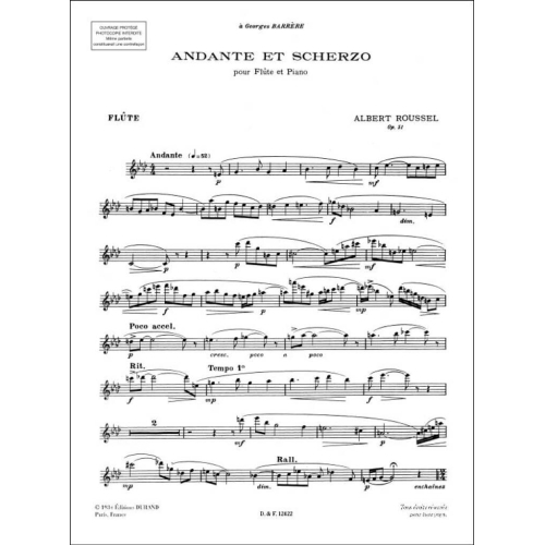 Roussel, Albert  -  Andante Et Scherzo Op.51 (Flute and Piano)