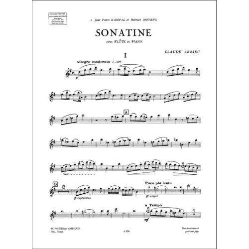 Arrieu, Claude  -  Sonatine For Flute And Piano