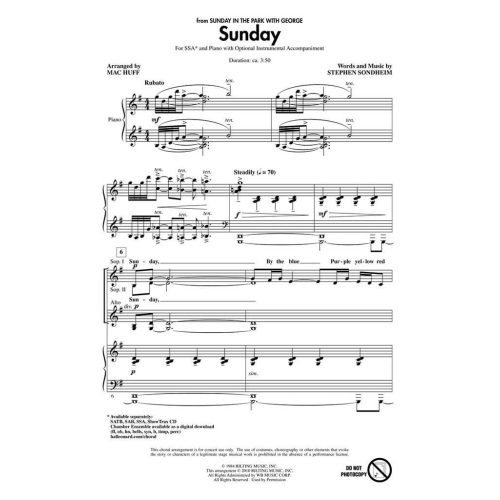 Stephen Sondheim: Sunday (Sunday In The Park With George) - SSA