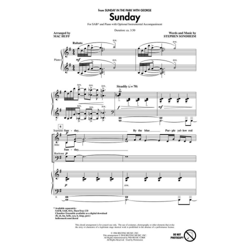Stephen Sondheim: Sunday (Sunday In The Park With George) - SAB