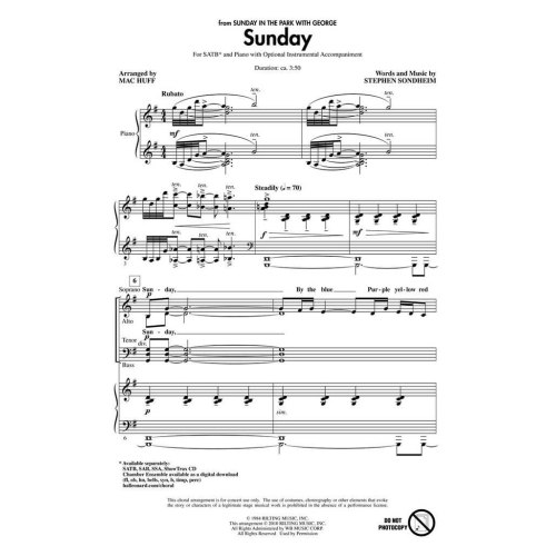 Stephen Sondheim: Sunday (Sunday In The Park With George) - SATB