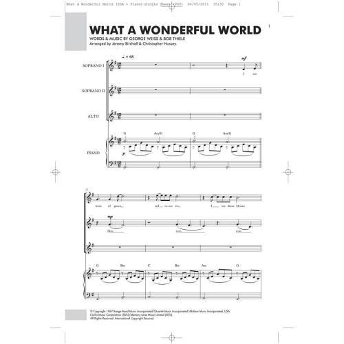 Armstrong, Louis - What A Wonderful World (SSA/Piano)