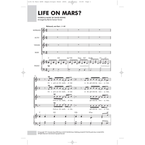 David Bowie: Life On Mars? (SATB/Piano)