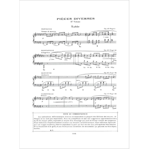 Chopin, Frédéric - Pièces Diverses 1re série