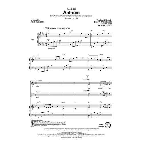 Josh Groban: Anthem (Chess) - SATB