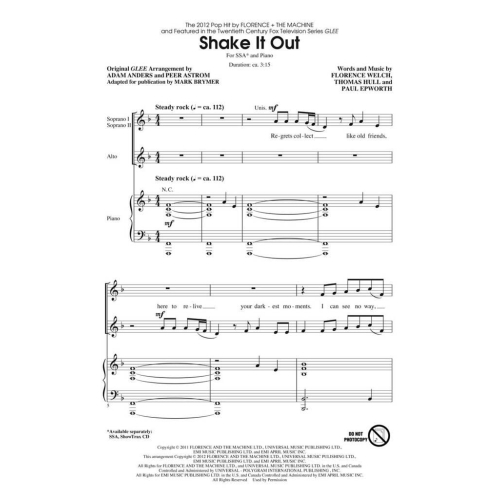 Florence & The Machine: Shake It Out (arr. Brymer) SSA Choral