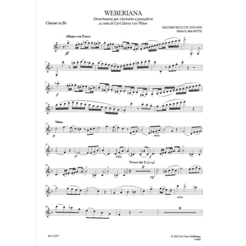 Miluccio, Giacomo - Weberiana, for Clarinet and Piano