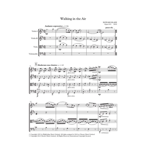 Blake, Howard - Walking In The Air - String Quartet