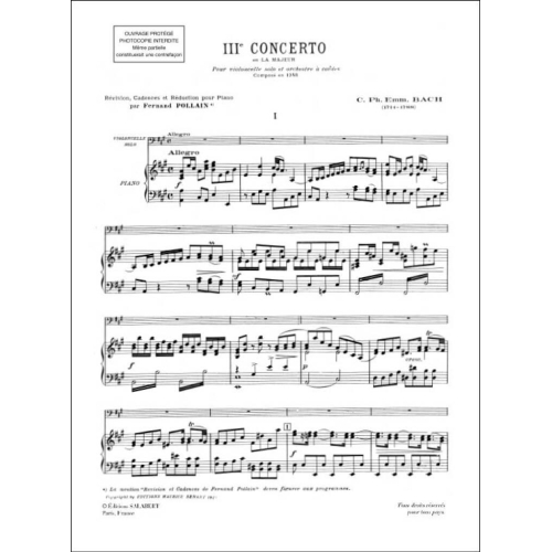 Bach, Carl Philipp Emanuel - Troisième Concerto en la Majeur