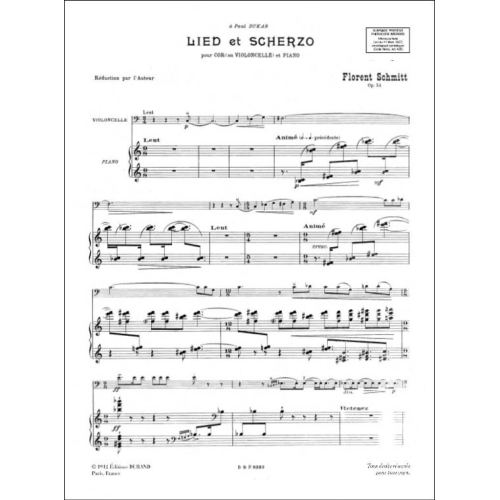 Schmitt, Florent - Lied & Scherzo Cor-Piano