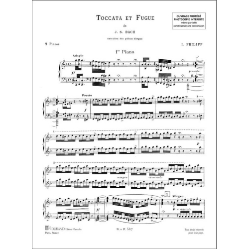 Bach, J.S - Toccata Et Fugue Rem Pour 2 Pianos