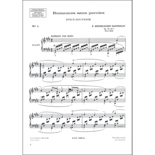 Bartholdy, Felix Mendelssohn - Romances Sans Paroles V1 Piano (1 A 10)