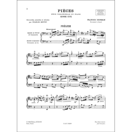 Couperin, François - Pieces Vlc-Piano 2 Suite